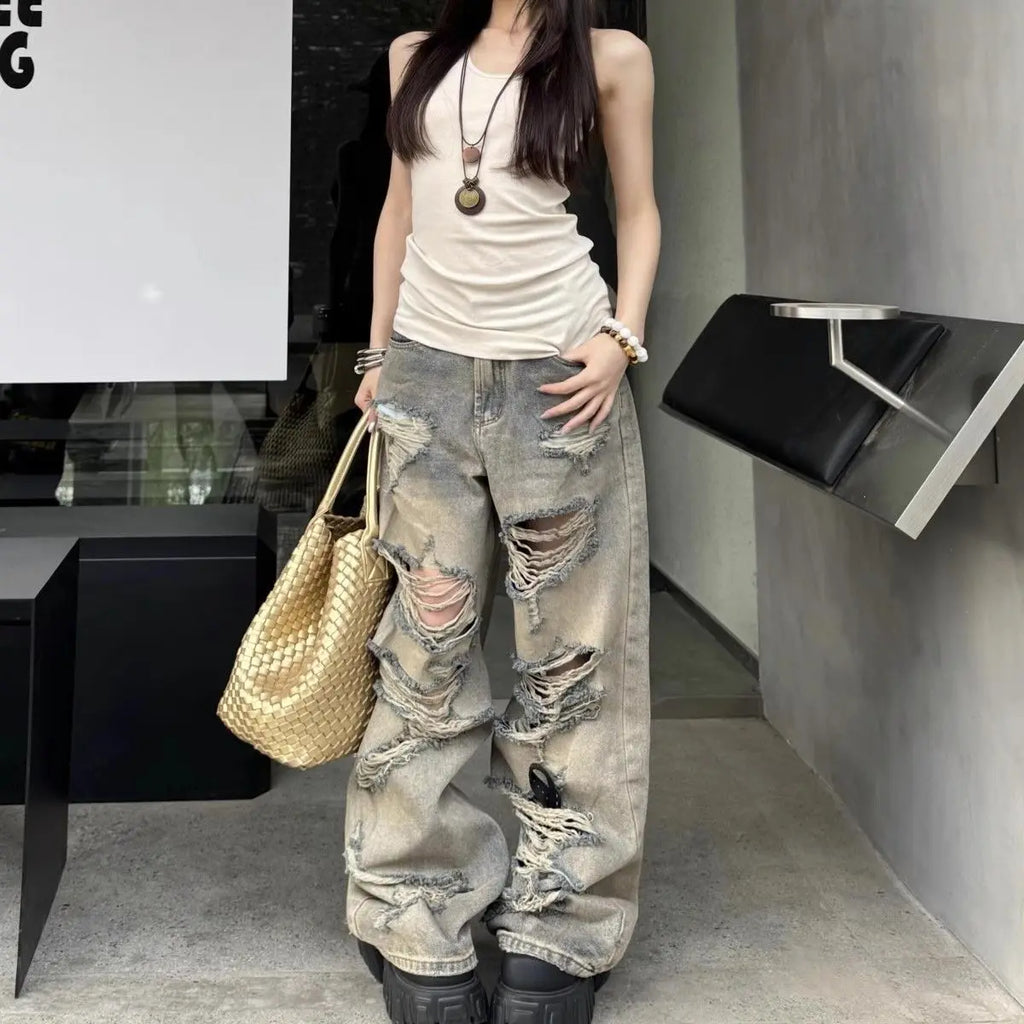 Shop Y2K Ripped Baggy Jeans - Litlookz Studio