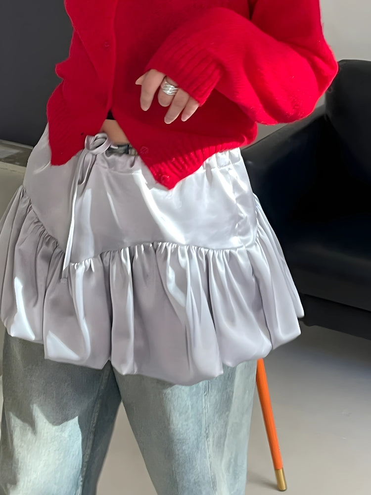Y2K Satin Bubble Mini Skirt