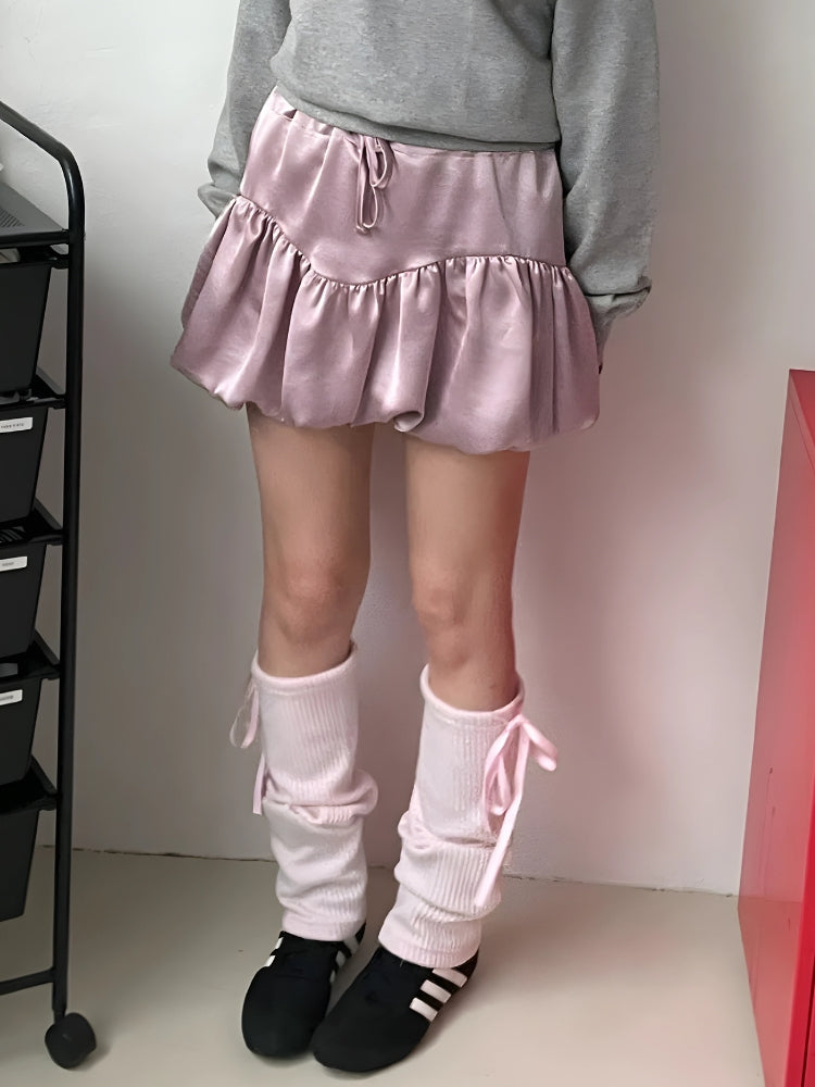 Y2K Satin Bubble Mini Skirt