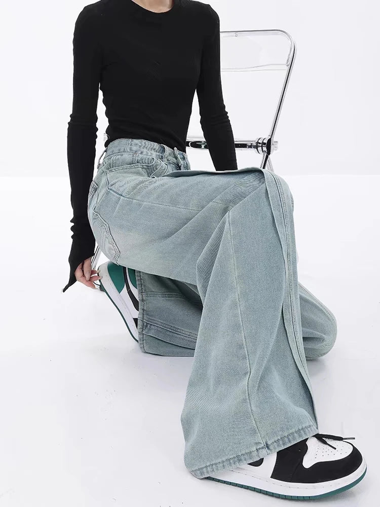 Y2K Seam Line Wide Leg Jeans - Litlookz Studio