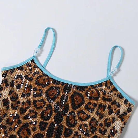 トップス 00s Xfrm leopard cutsew rhinestone y2k Y2K Sequin Leopard Crop Top - Litlookz Studio