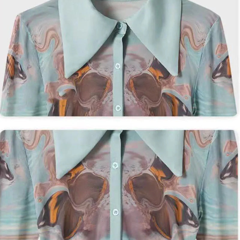 Y2K Sheer Button Up Mesh Shirt