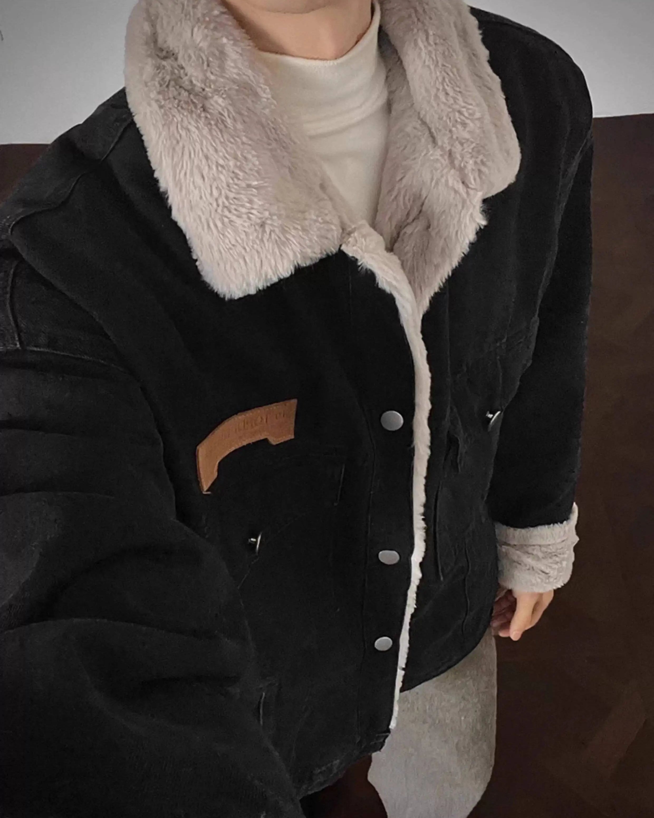 Y2K Sherpa Denim Jacket - Litlookz Studio