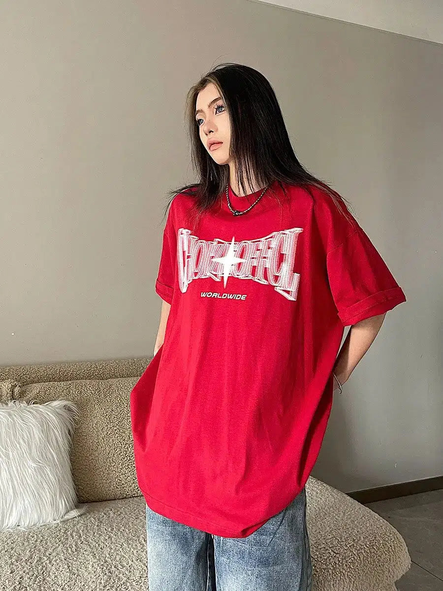 Camiseta Y2K Shiny Star Worldwide - Litlookz Studio
