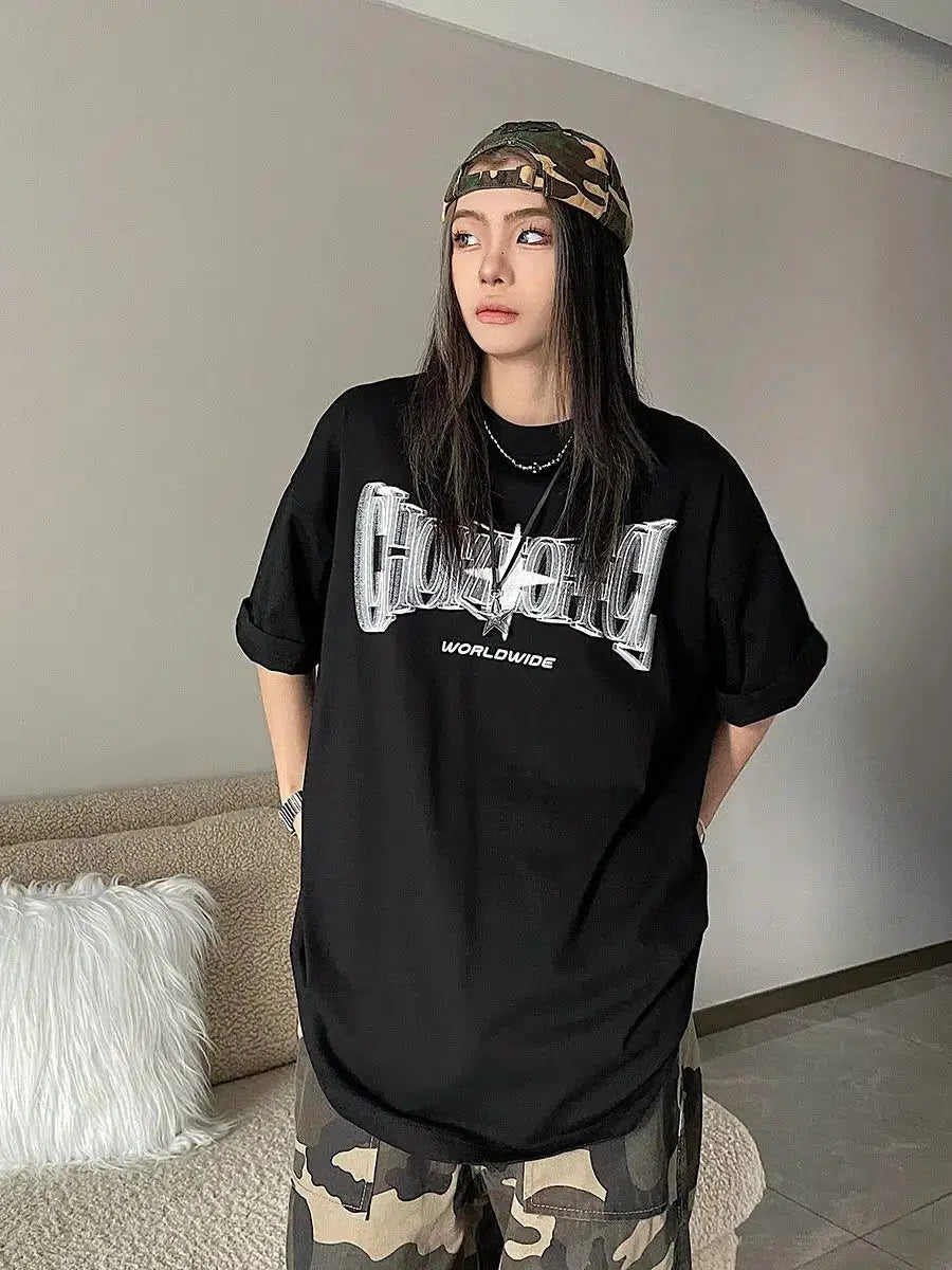 Y2K Shiny Star Worldwide Tee - Litlookz Studio
