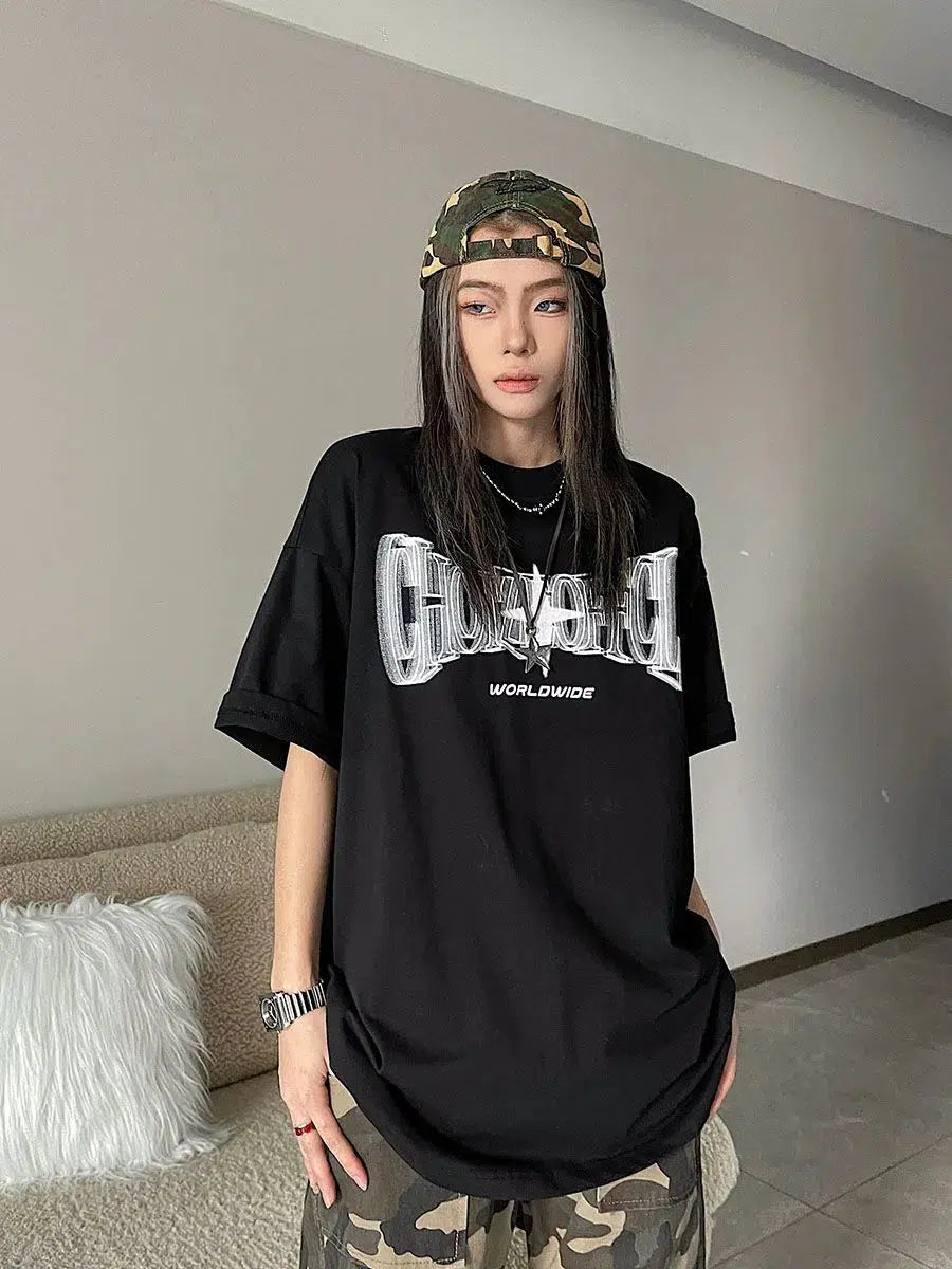 XL SCREEN STARS Tシャツ Dismal Euphony y2k Camiseta Y2K Shiny Star Worldwide - Litlookz Studio