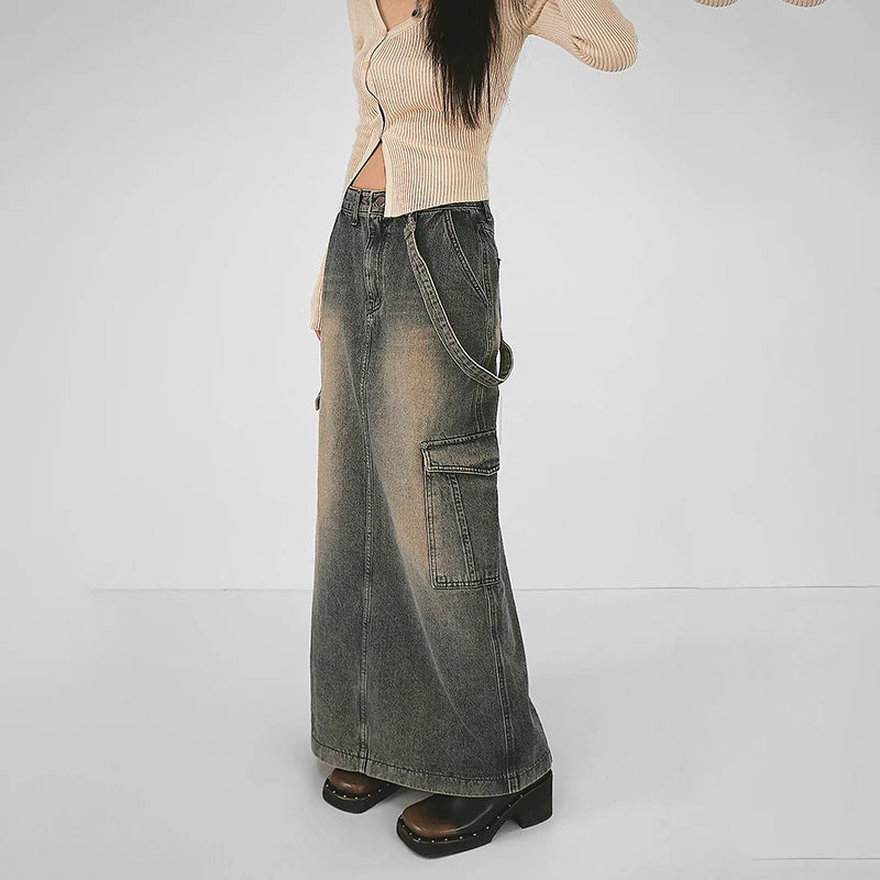 Y2K Side Strap Cargo Maxi Skirt - Litlookz Studio