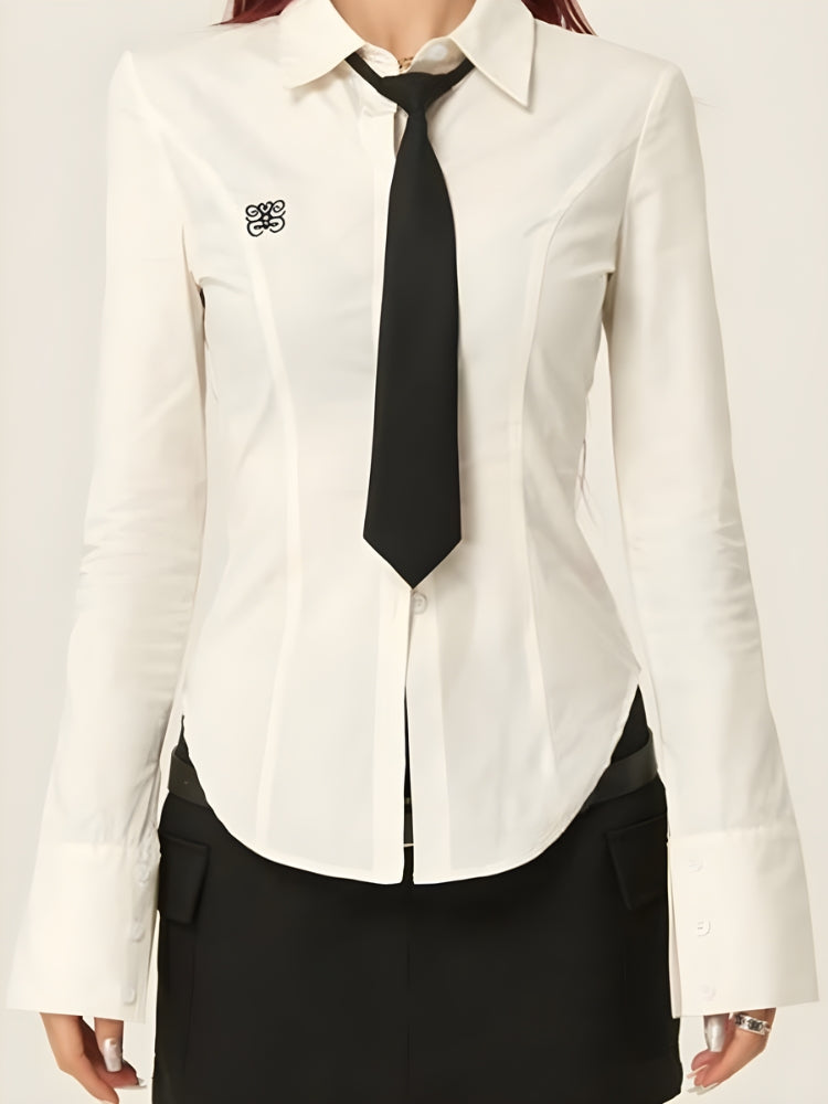 Y2K Slim Fit Tie Shirt