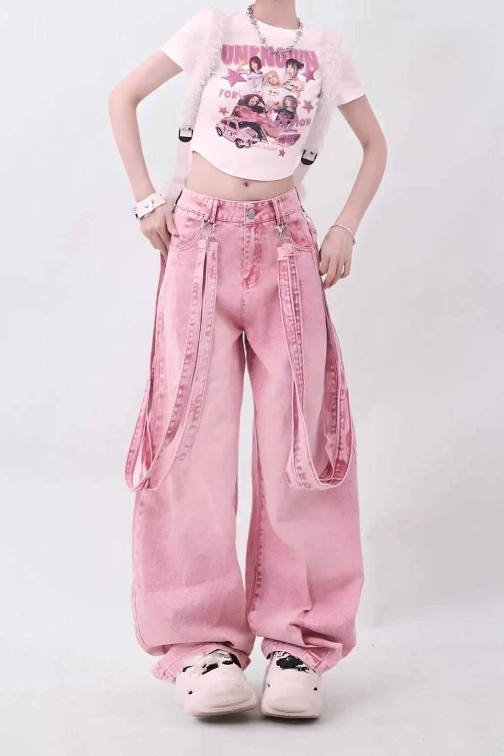 Y2K Soft Girl Double Belted Baggy Jeans – Litlookz Studio