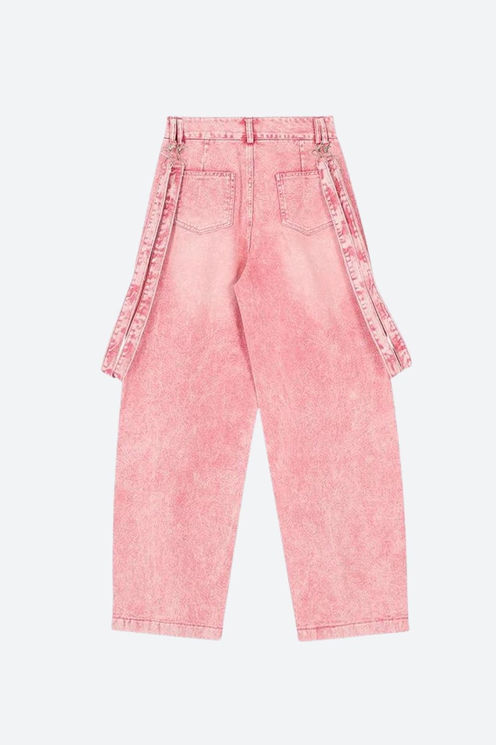 Y2K Soft Girl Double Belted Baggy Jeans