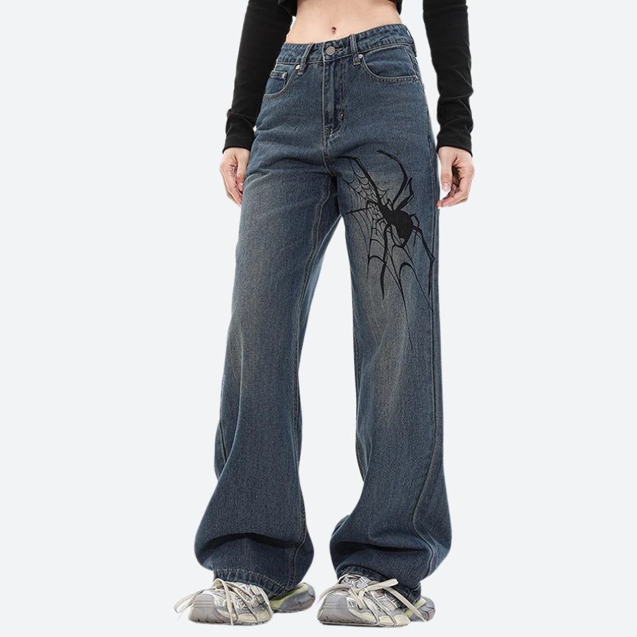 Y2K Graphic Wide Leg Jeans - Litlookz Studio