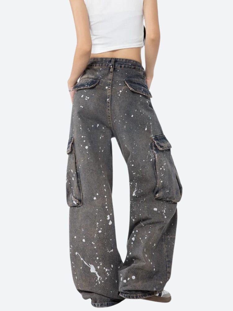 パンツ 00s pigment-dyed cargo flared pants Y2K Y2K Stained Cargo Jeans - Litlookz Studio