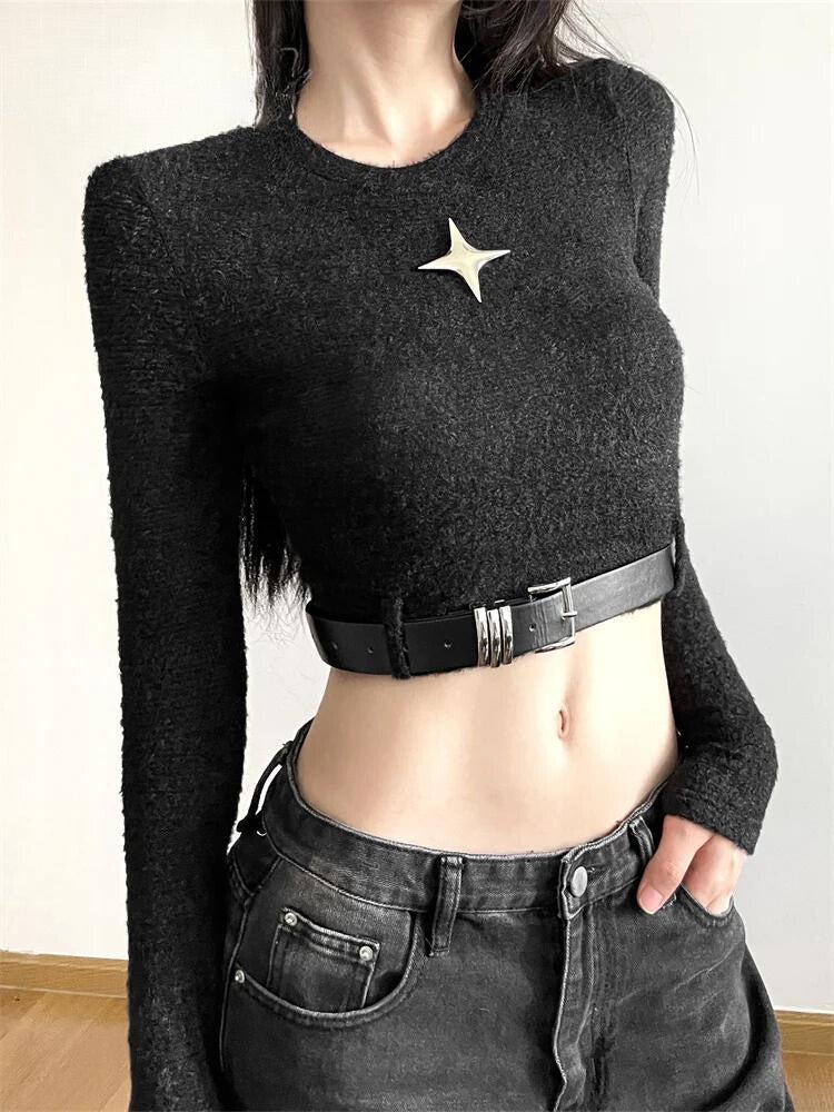Y2K Star Belted Crop Top - Litlookz Studio