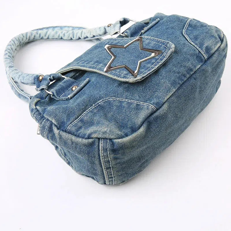 Y2K Star Denim Bag Blue