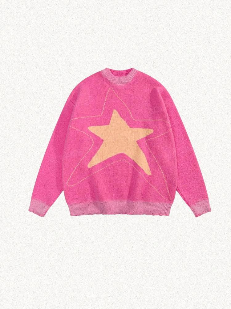 Y2K Star Distressed Sweater