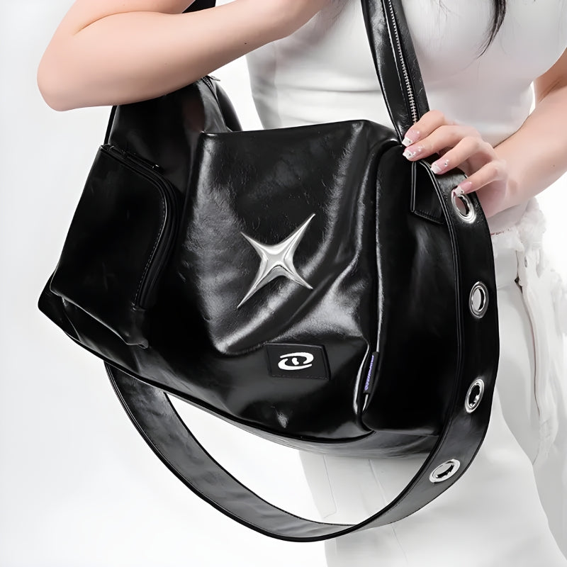 Y2K Star Faux Leather Bag