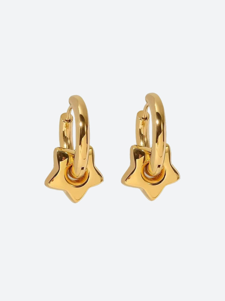 y2k star heart hoop earrings in gold
