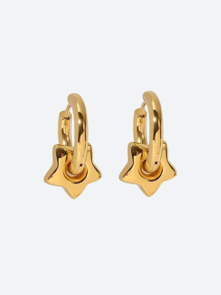 Pendientes de aro con corazón y estrella Y2K en oro