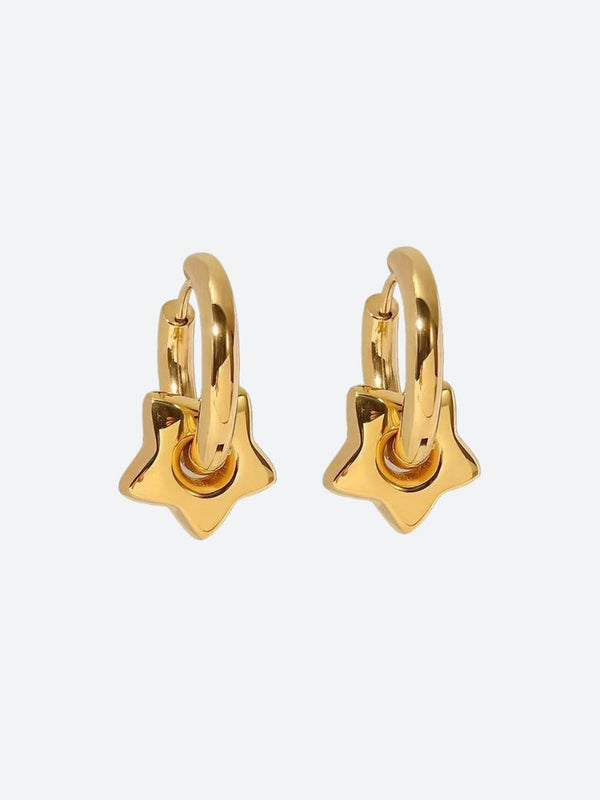boucles d'oreilles créoles étoile cœur y2k en or