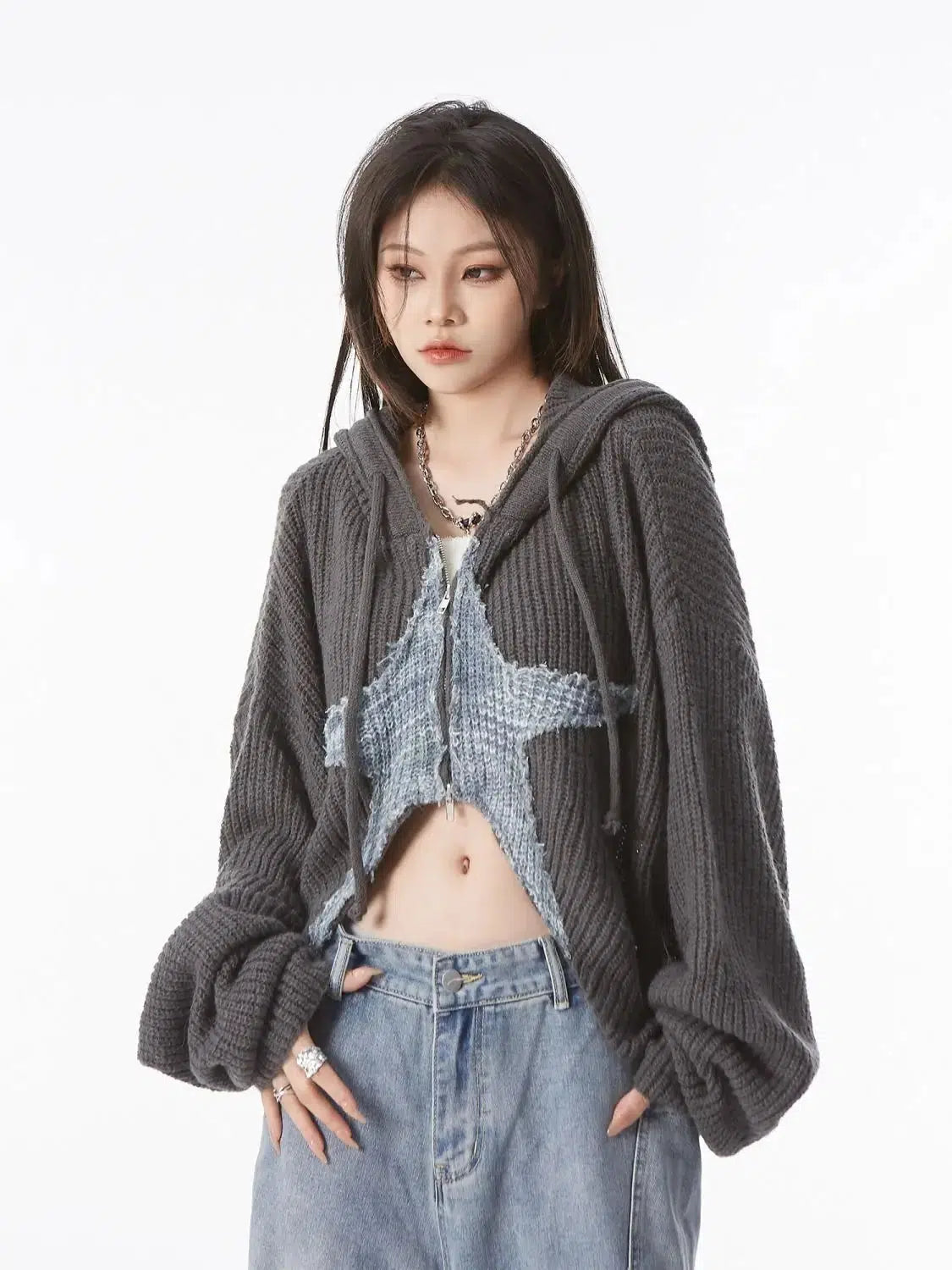 Y2K Star Hooded Cardigan - Litlookz Studio