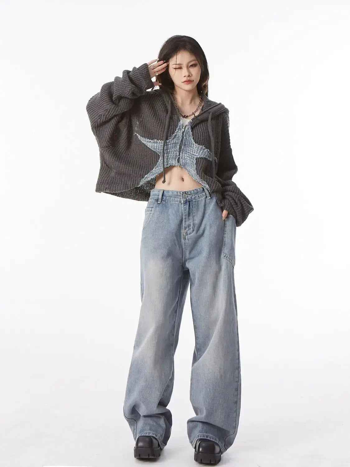 Y2K Star Hooded Cardigan - Litlookz Studio