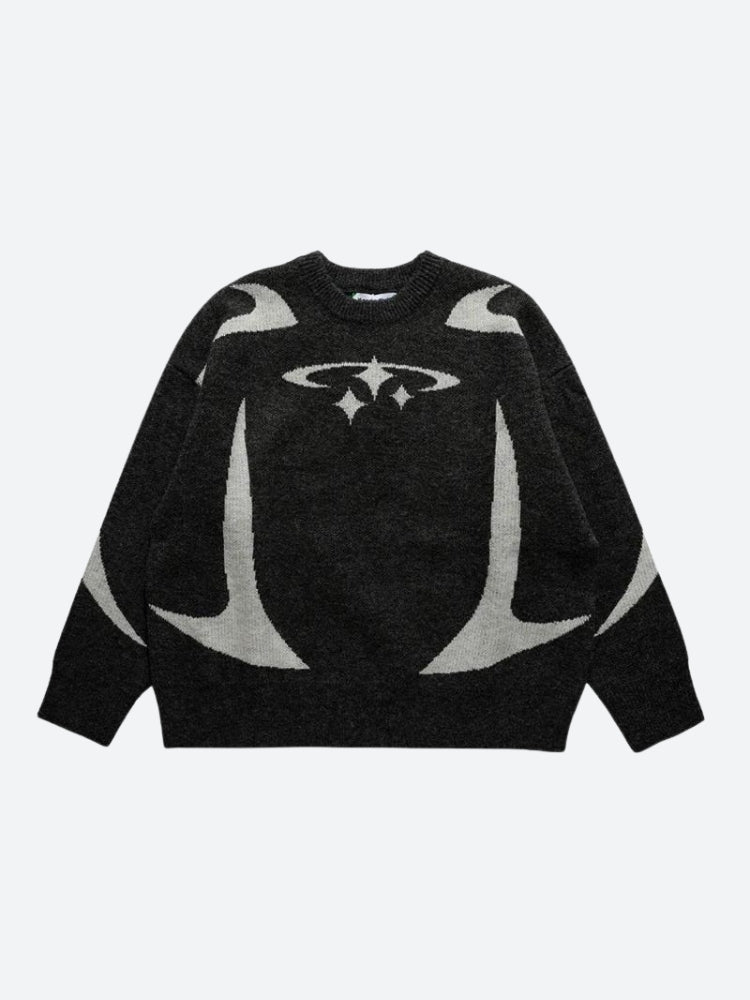 トップス 2000s archive Star design black knit Y2K Star Knitted Sweater - Litlookz Studio