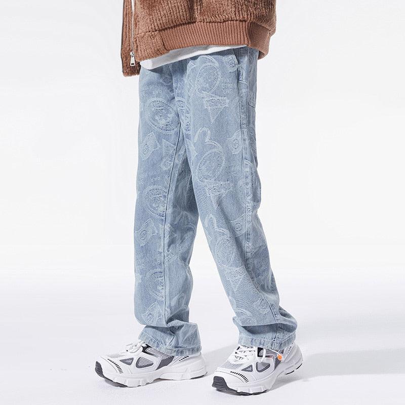 Y2K Straight Leg Printed Jeans