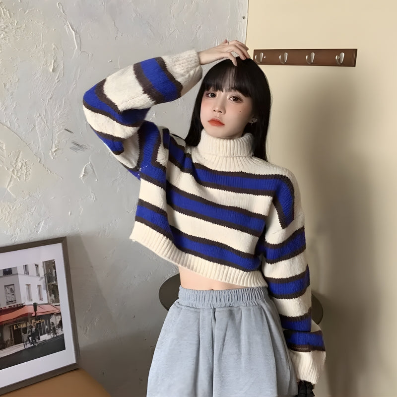 Y2K Striped Crop Sweater