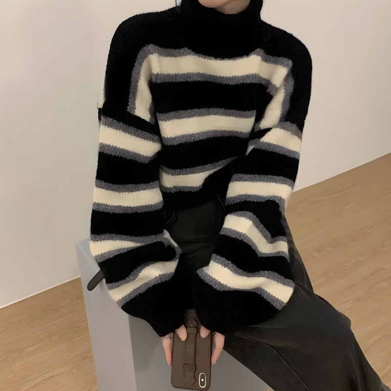 Y2K Striped Crop Sweater