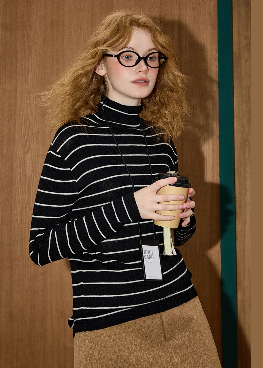 Y2K Striped Turtleneck Top