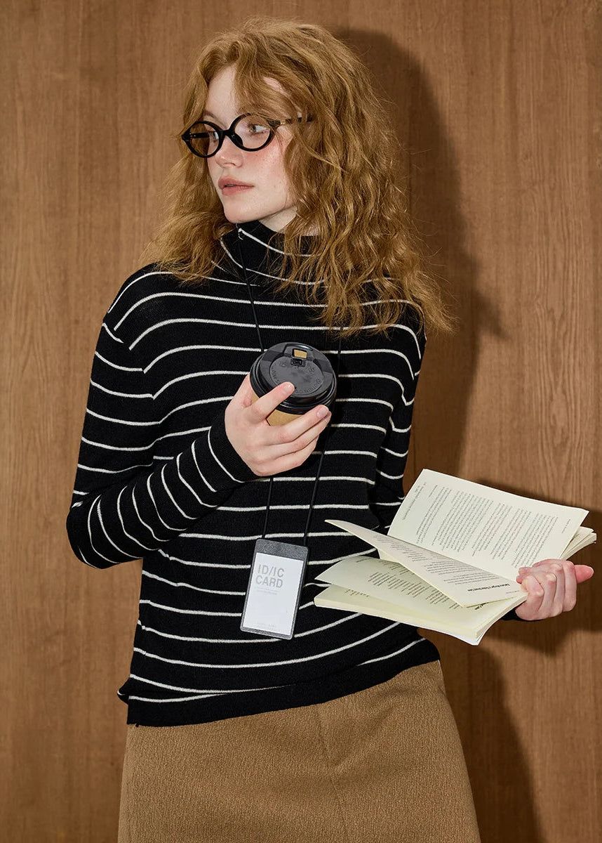 Y2K Striped Turtleneck Top