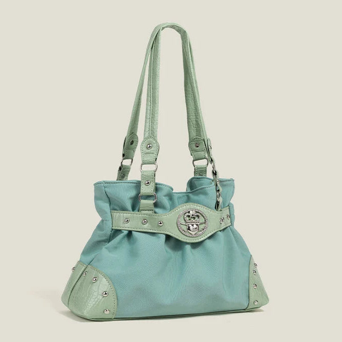 y2k One Shoulder bag Blue Leather Studs y2k One Shoulder bag Blue