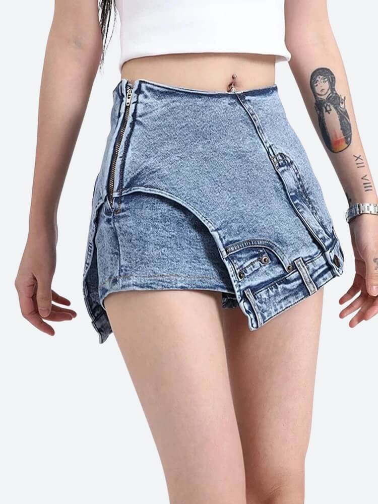 Y2K Upside Down Denim Mini Shorts