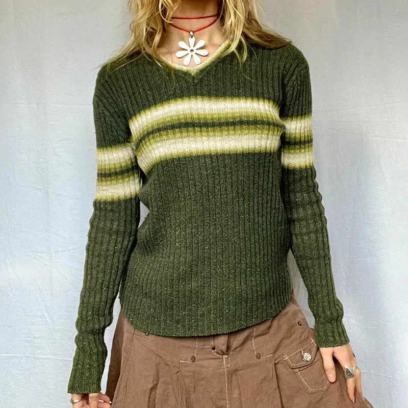 Y2K Vintage Striped Sweater