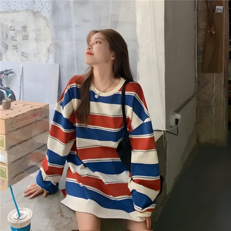 Y2K Vintage Striped Sweatshirt