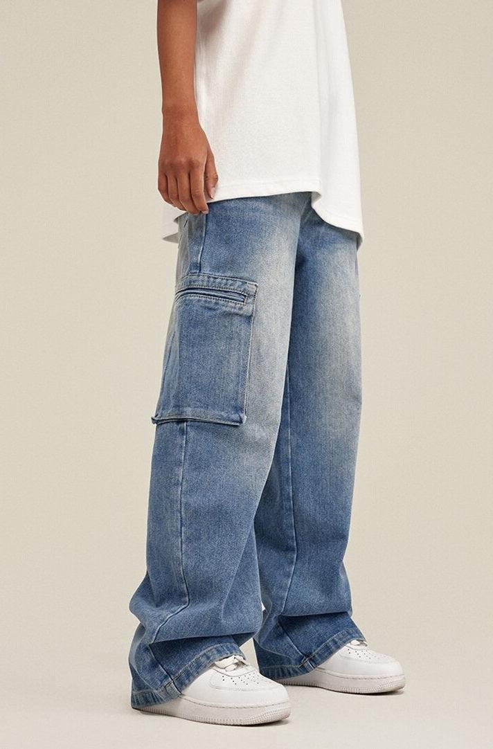 Y2K Washed Baggy Cargo Jeans