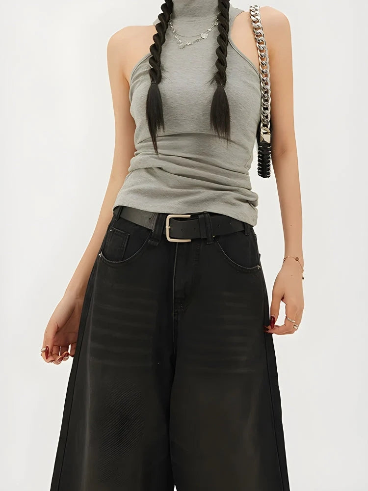 Y2K Wide Leg Denim Shorts - Litlookz Studio