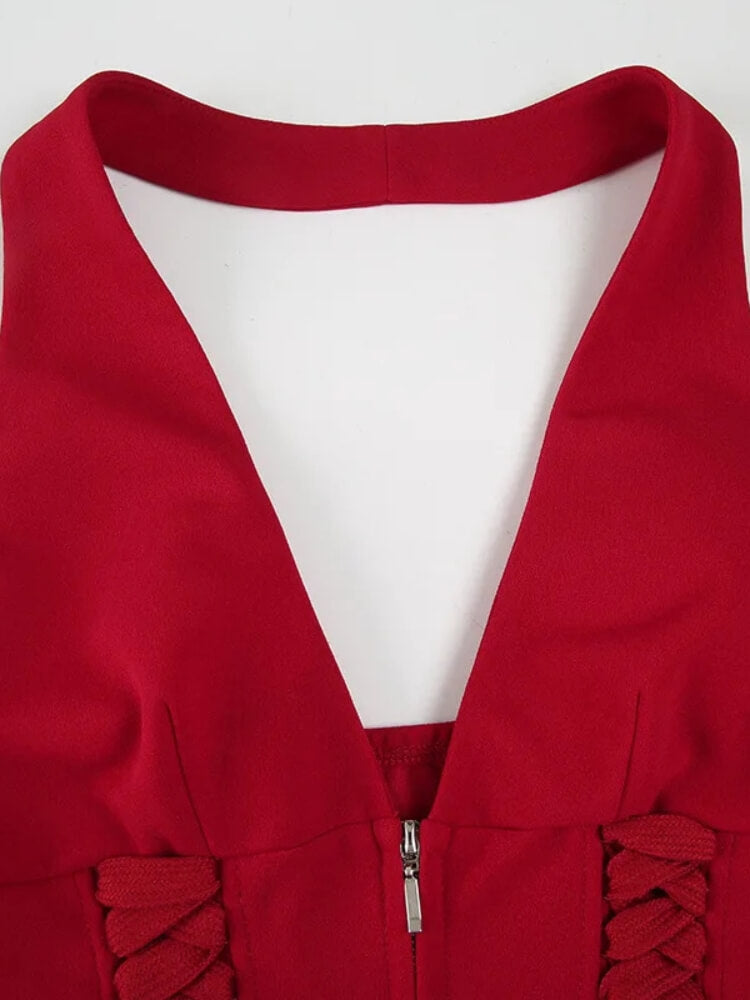 Y2K Zip Halter Top