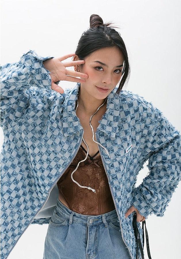 Y2K Checkered Zip Up Jacket - Litlookz Studio