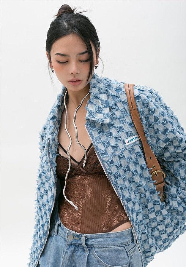 Y2K Checkered Zip Up Jacket - Litlookz Studio