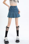 Y2K Pleated Jean Mini Skort