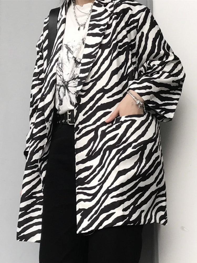 Zebra Print Long Blazer